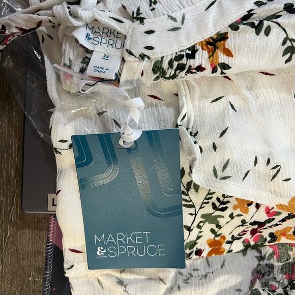 Market & Spruce (2X) Ava Tie Neck Sleeveless Blouse - Stitch Fix Floral Cluster - Picture 7 of 12